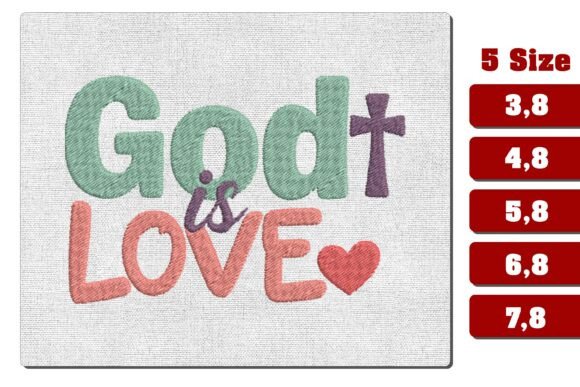 Reviewing God is Love Christian Embroidery PES